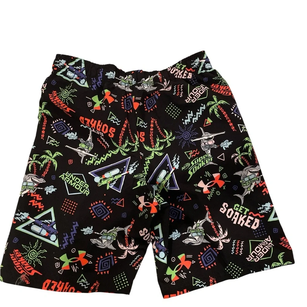 Under Armour Nerf Super Soaker Volley Swim Trunks Youth Large Black and Neon